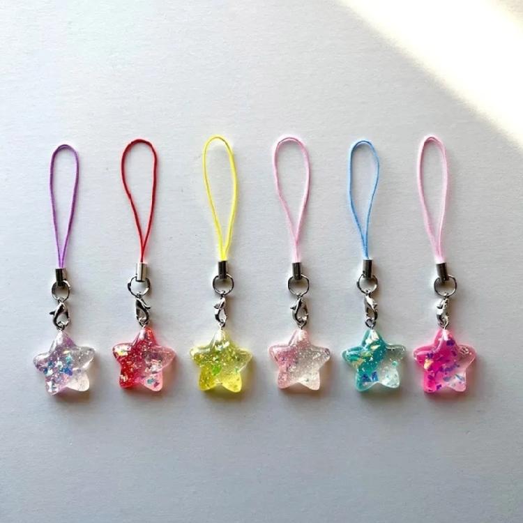 Five-Pointed Star Resin Pendants Tags for DIY Jewelry Making Keychain Crafts