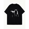 Oversized T Shirt Dress Black Horse Print Graphic Casual Wear For Women