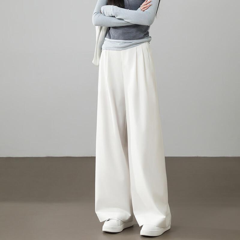 Pleated Waist Straight-Leg Casual Pants