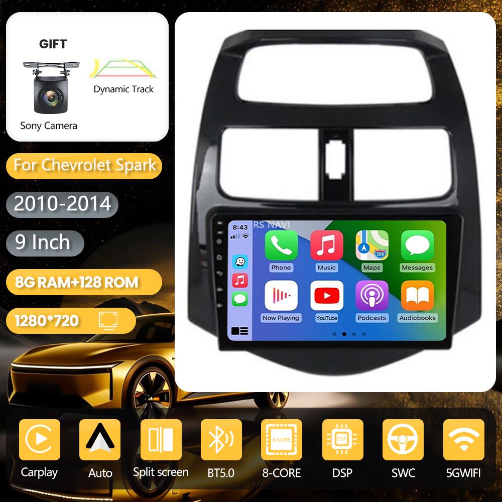 Autoradio stéréo Android 16 pour Chevrolet Spark 2010 2011-2014 avec DSP, CarPlay sans fil, Plug and Play