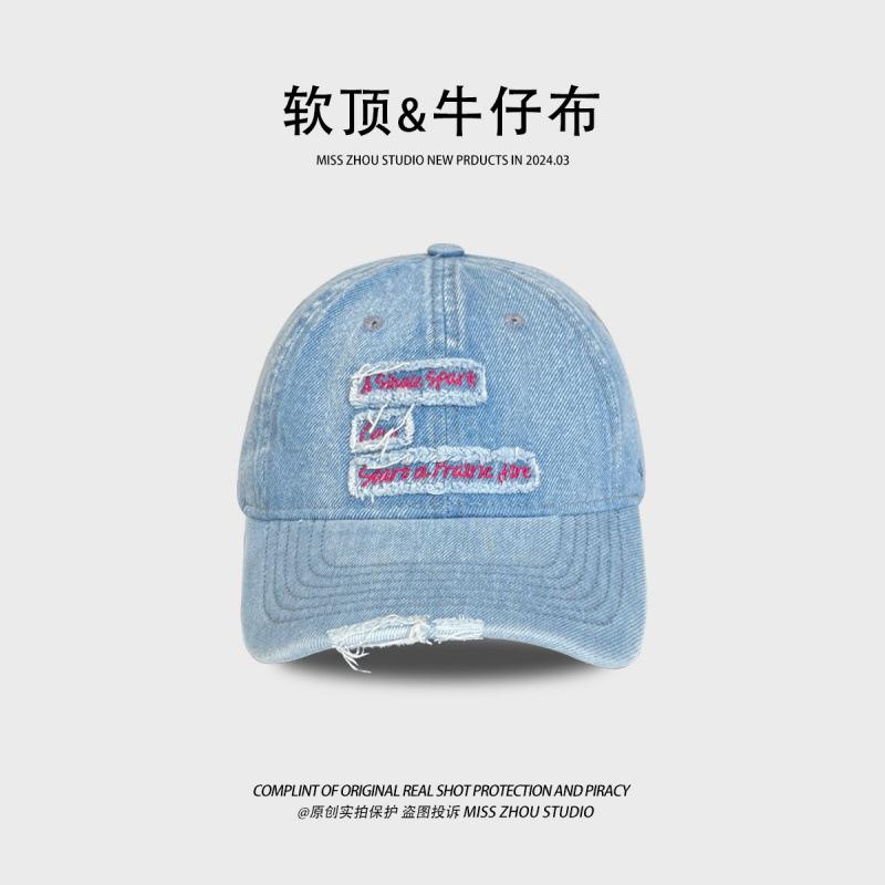 American Retro Baseball Cap Women'S Spring Summer Big Head Circumference Washed Face Small Versatile Letter Embroidered Cap