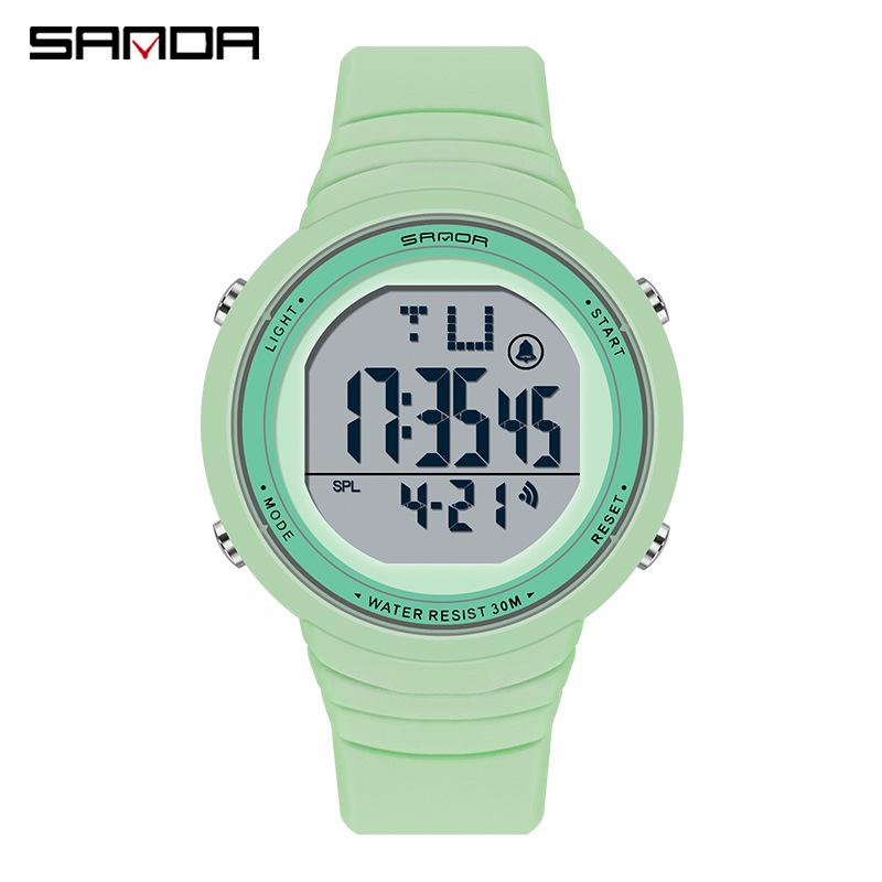 Sanda Trendy Korean Style Luminous Waterproof Watch for Outdoor Sports - Unisex Multifunctional Display.
