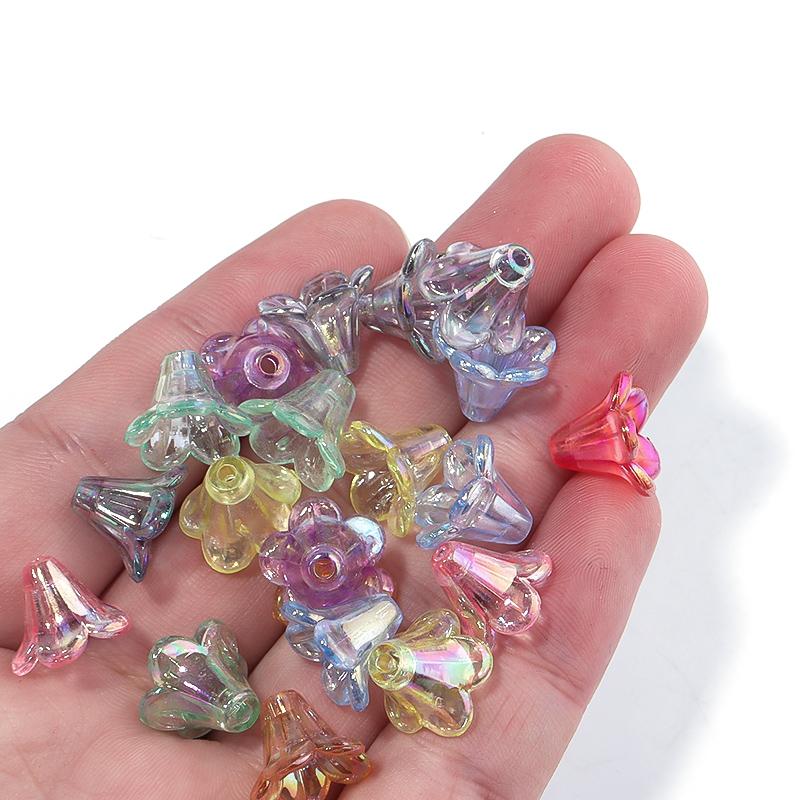 50-100 Stück AB-Farbe Acrylperlen Blume Abstandshalter Endkappen Charmanhänger Perlen Für Schmuckherstellung Lose Perlen DIY Armbänder Großhandel
