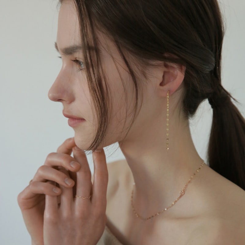 

modernlike 14k gold-filled silver cut long drop earrings Yellow Gold