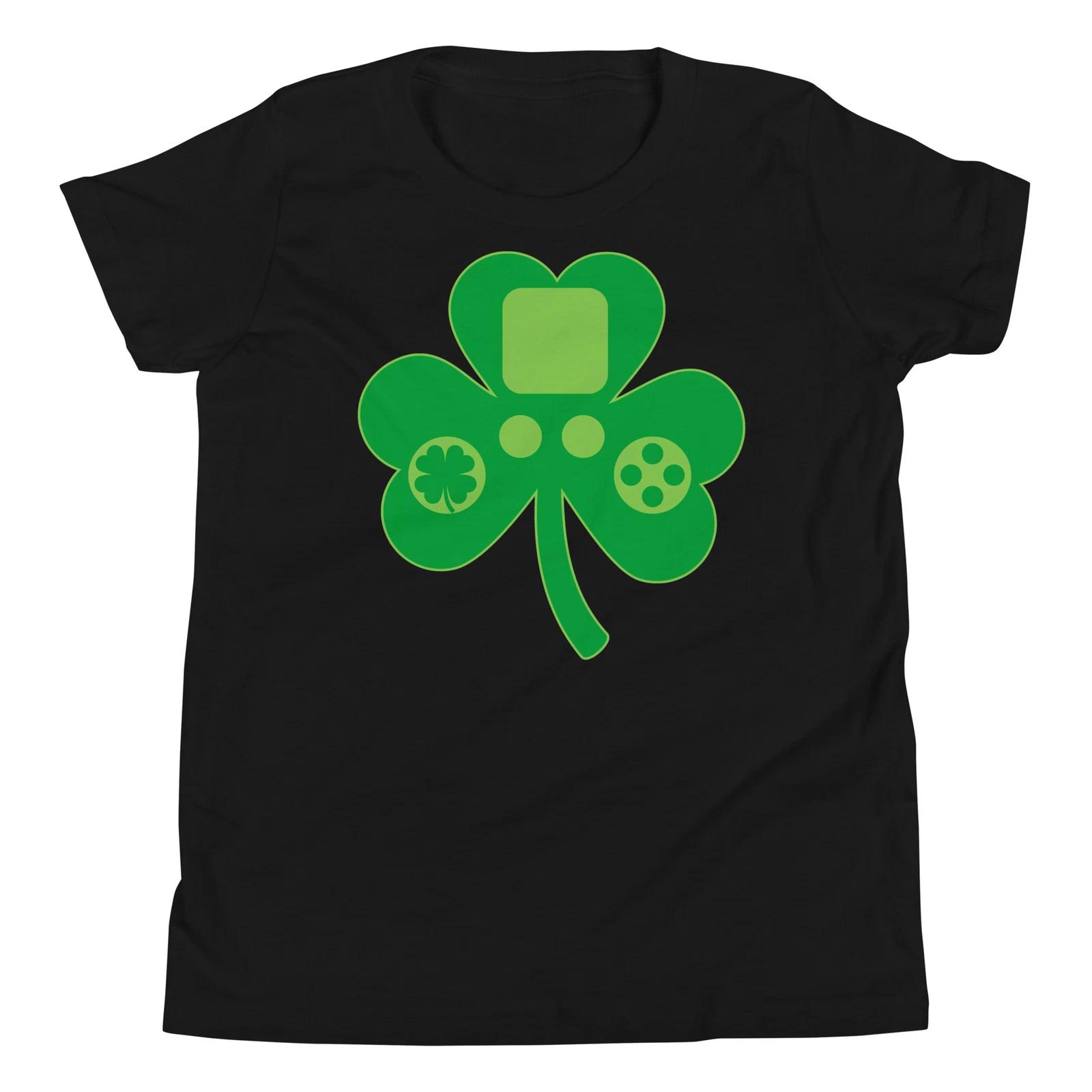 St Patricks Day Irish Shamrock Clover Video Game Controller Youth T-Shirt 150