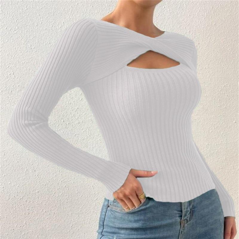 Podzim Zima Pletený svetr pro ženy Pulovry a svetry s dlouhým rukávem Dámské Základní úplety Topy