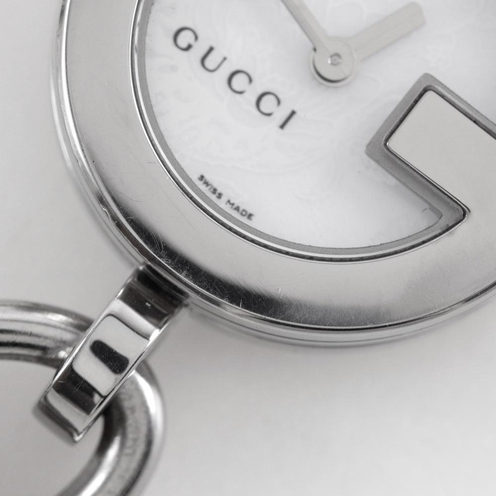GUCCI G Charm Bracelet Watch Watches 107 White shellDial Stainless Steel Quartz Analog display Women Used