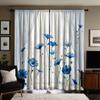 2 Pieces of HD Plain Blue Flower Decoration Curtain White Digital Printed Curtain Home Decoration Style Decoration Living Room B