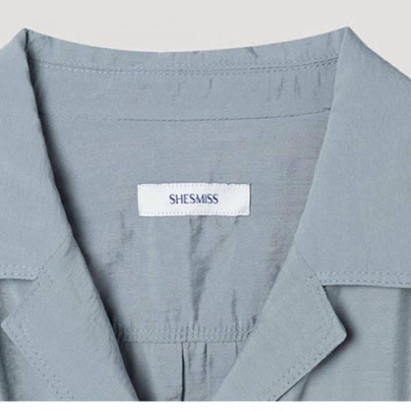 [She S miSS] Open Collar Shirring Long dreSS Swwopp22020 Dl