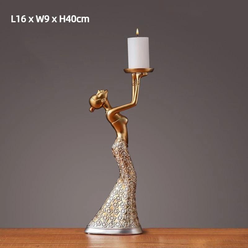 Porta-velas de Resina Menina Romântica Nórdica – Decoração Criativa para Mesa de Jantar e Casa