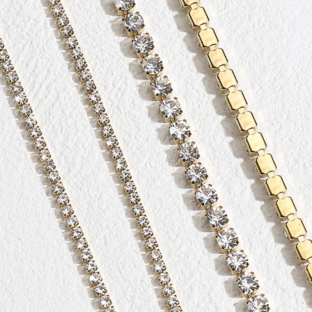 No Fade 1Meter Stainless Steel Crystal Rhinestone Chain Sew-On Glue-On Trim Cup Chains For Clothes Necklace Bracelet Choker DIY
