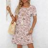 Women's Fashion Graceful Beautiful A Bud Just Ready To Burst Summer Spring Short Sleeve O-Neck Casual Dresses