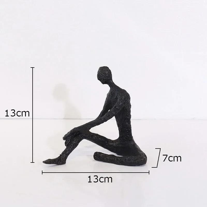 

Gymnast Athlete Abstract Figures Statue Desk Decoration Black Character Cast Iron Sculpture Ornaments Modern Home Decor Crafts