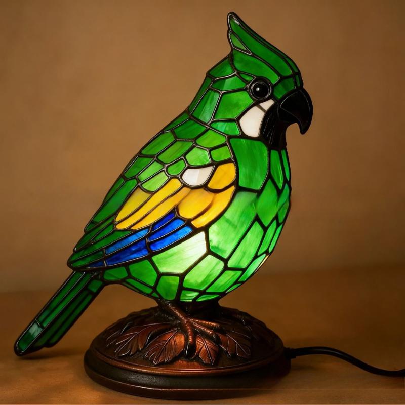 Fanyil Cardinal Lamp, Red Resin Bird Lamps for Bedside Livingroom Bedroom Home Decoration for Christmas Art Decor Light