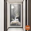 Auspicious Deer Textured Vertical Canvas Wall Art