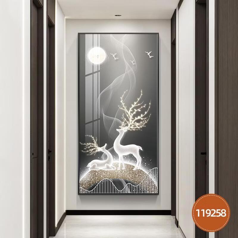Auspicious Deer Textured Canvas Wall Art