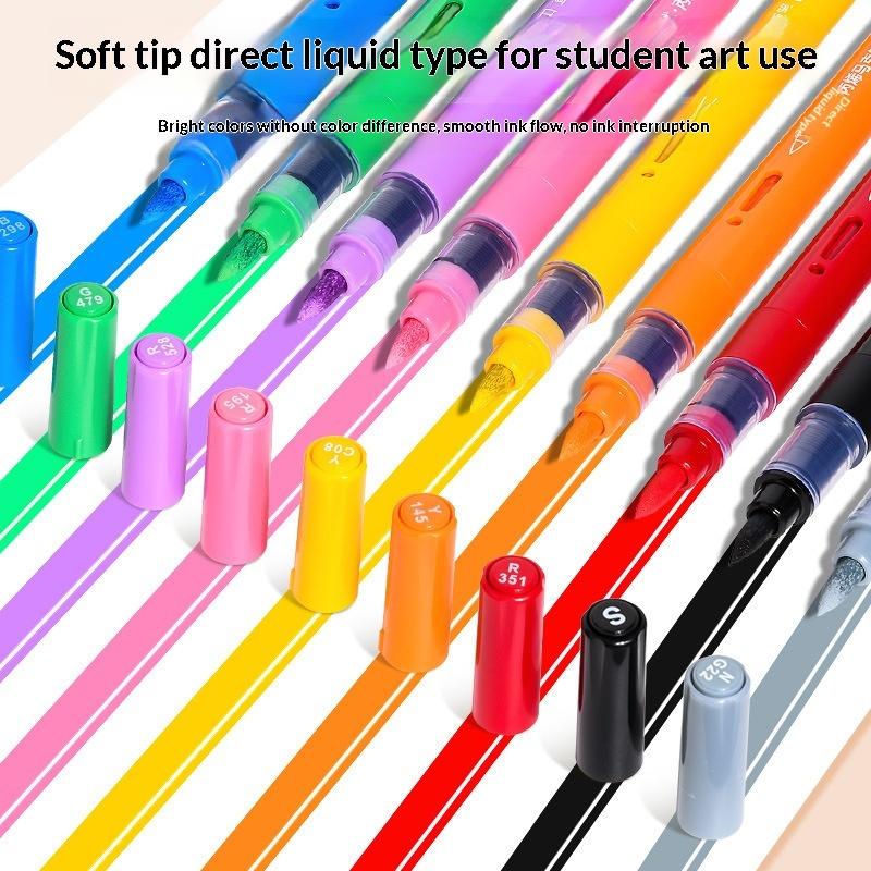 Direktes Flüssig-Acryl-Marker-Stift Weiche Spitze Legbarer Aquarell-Stift Sichtbarer Tintenstand Kunst-Farbstift Für Schüler Graffiti Diy Zeichnen