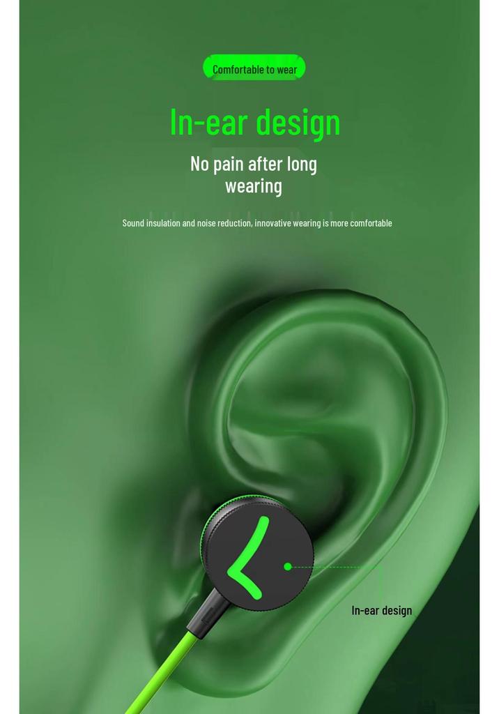 Type-C Elbow Noise-Cancelling Magnetic Earphones with Comfortable Long-Wear Design, Wired In-Ear Gaming Earbuds Y7