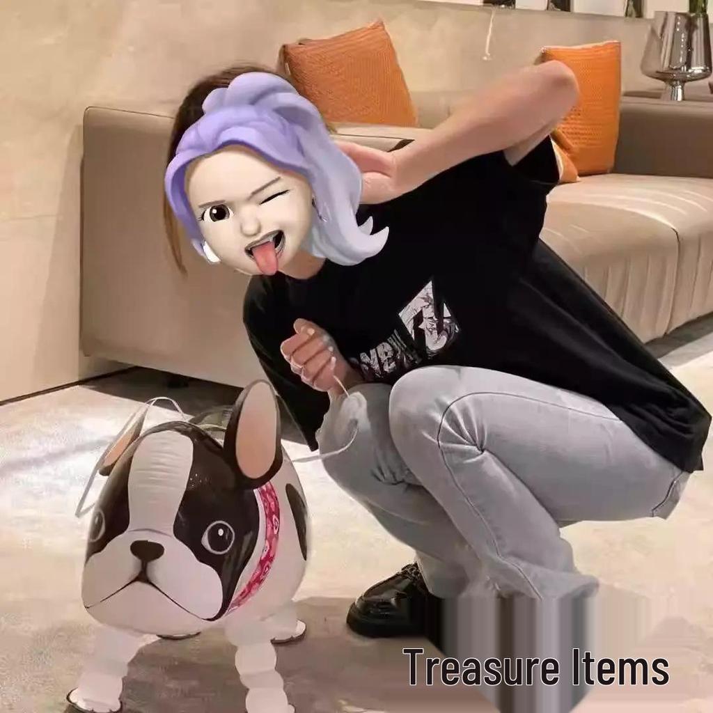 Corgi and Dalmatian Cartoon Walking Balloons - Fun Leash Aluminum Foil Balloon for Kids