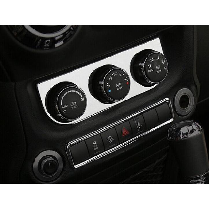 For Jeep Wrangler JK 11-2017 Bright Chrome Console AC Switch Control Panel 2PC