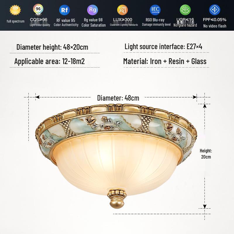 European Retro Dimmable LED Ceiling Light for Hallway, Balcony, or Bedroom