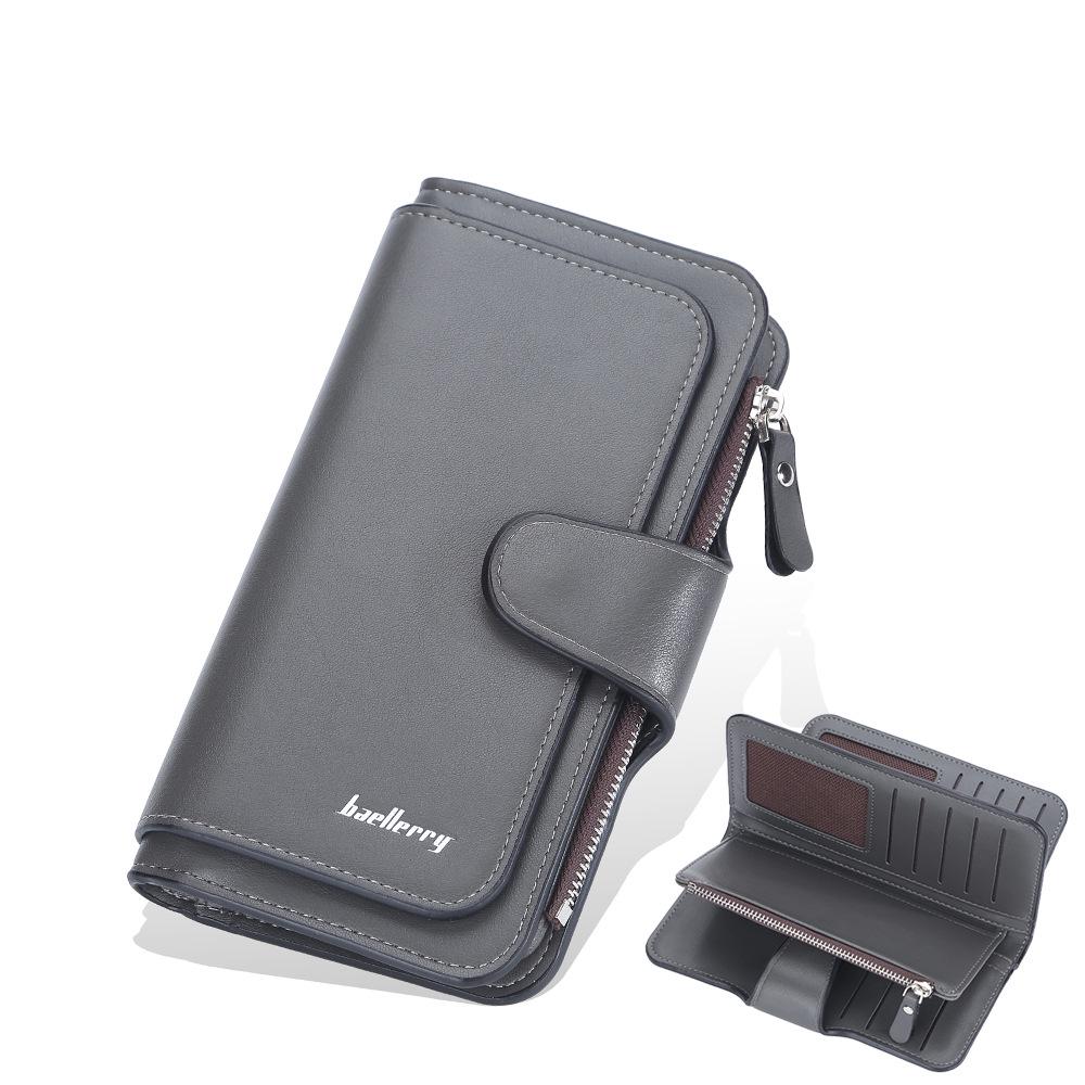 

Женский кошелек Baellerry тройного сложения - Корейский стиль, Множество отделений для карт, Молния, Модный клатч с пряжкой темно-серого