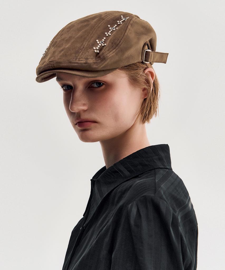 Kimjisu Studded Suede Hunting Cap _ Brown