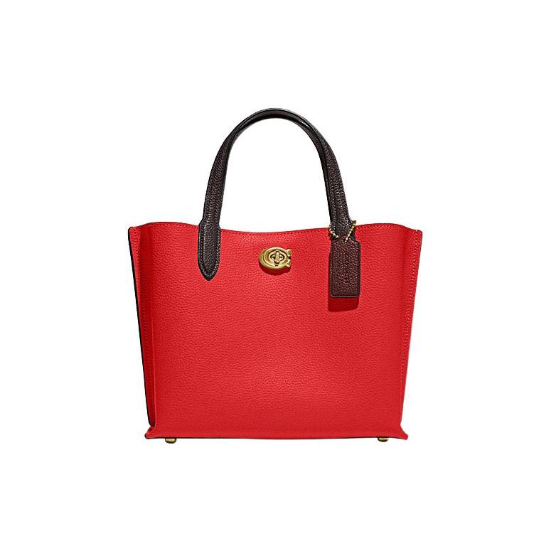 New COACH Willow Split Cow Leather Tote Bag, Shopping Bag, Shoulder Bag, Crossbody Bag, Handbag Medium Size Women's Red C8561-B4PJ6