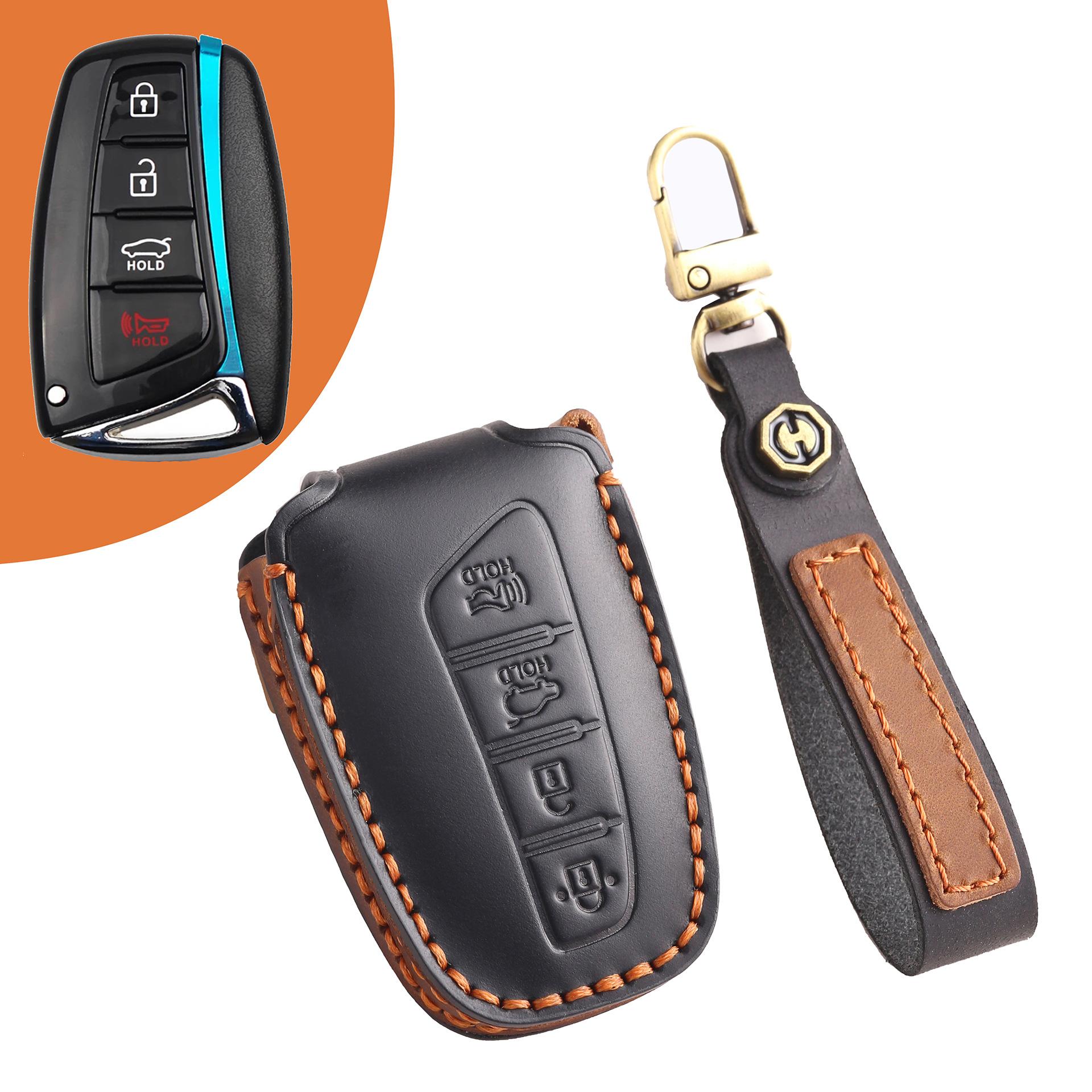 

Applicable to modern ix45 car key set Xinshengda high-end leather car key bag чёрный