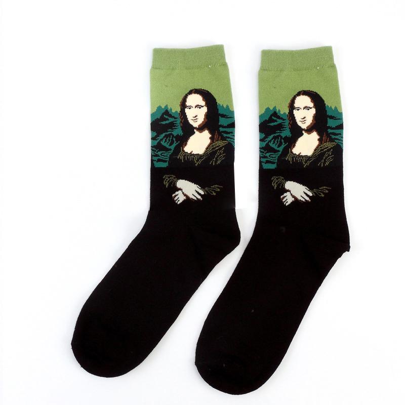 Dropshipping Autumn Winter Retro Women New Art Van Gogh Mural World Famous Oil Painting Series Female Socks Funny Socks