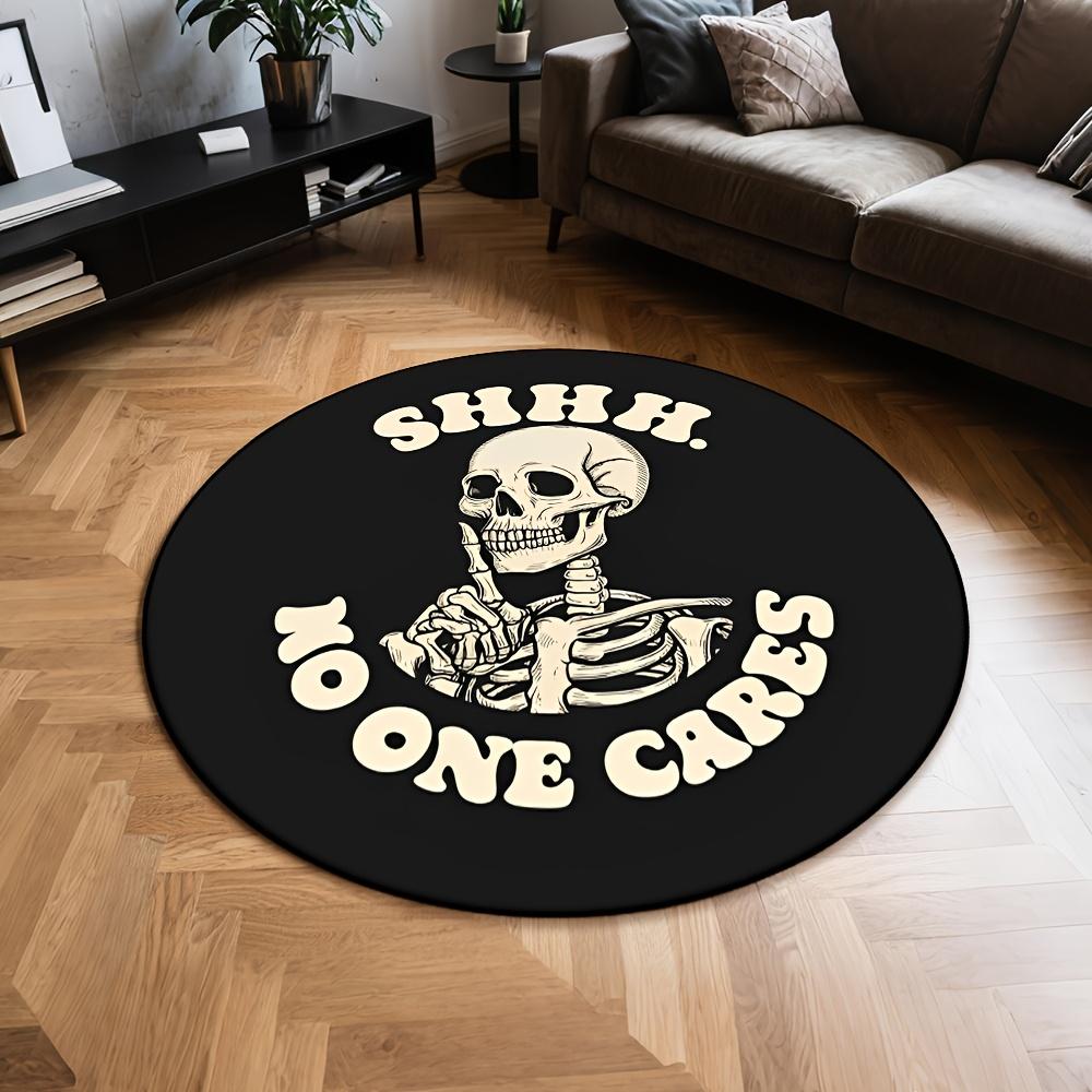 

Gothic black skull pattern Flannel-printed round floor mats are slip-resistant Suitable for room bedroom terrace garden carpets 60cm