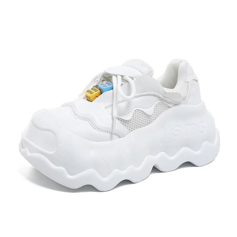 

Fashion 8CM Designer Women Breathable Pink Sneakers Cute Patchwork Shoes Thick Heel Sneakers Casual Running Platform Lolita Bread Shoes 35 белый