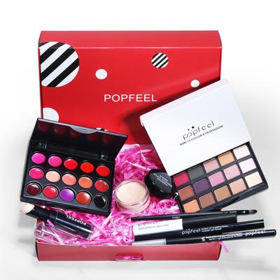 POPFEEL 1Set 8Pcs Make-Up Kit Wasserdicht Lebensdauer Natürliche Lange Farben 15 Lidschatten Concealer Lippenstift Kit Geburtstag geschenk