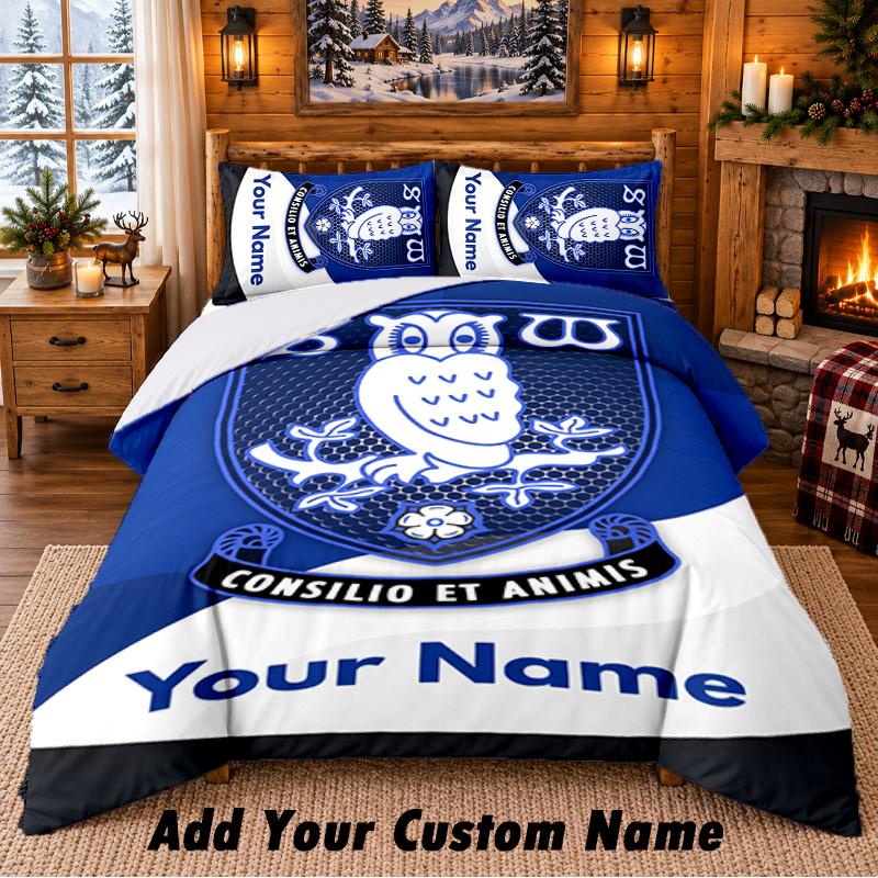 Sheffield Wednesday FC Pattern Bedding 3Pcs Set Custom Name, Bed Sheet And Pillowcases For Home Bedroom