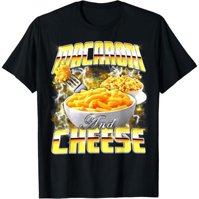 Macaroni and Cheese Meme Bootleg Rap Style 90s Vintage Funny T-Shirt
