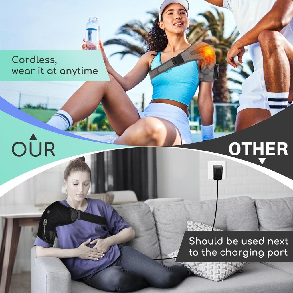 Wireless Heated Shoulder Massager with Vibration Therapy