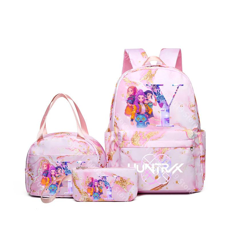 3pcs/set KPop Demon Hunters Girls Schoolbag Lunch Bag PencilCase Student Cartoon Backpack Bento Pouch Pen Bags School Supplies Gift