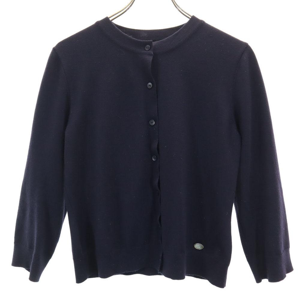 

FOXEY made in Japan 7 minutes sleeve knit cardigan 40 Navy Women Used