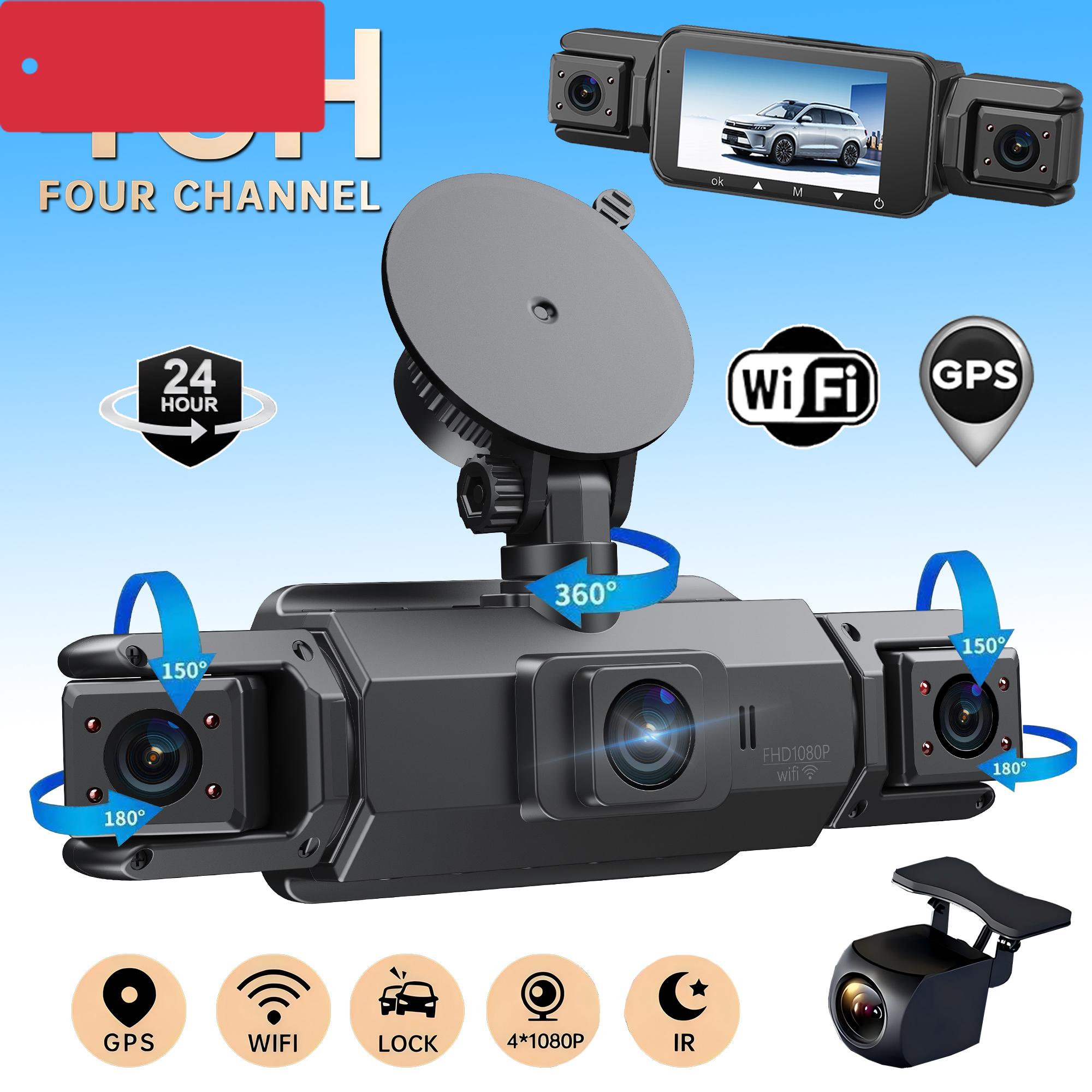 

Автомобильный видеорегистратор 4-канальный черный ящик с GPS WIFI FHD 1080P Передняя камера для вождения Левая Правая Задняя камера ночного видения 24H Парковочный монитор