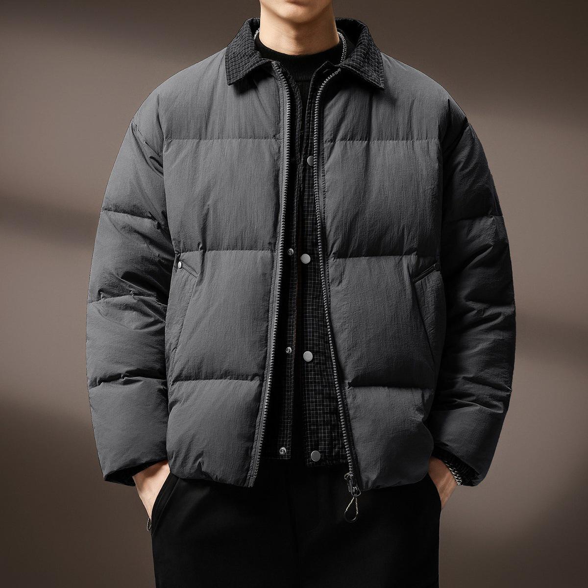 Men s Retro Faux Two-Piece Lapel Down Jacket - Winter Warm, Windproof, 90% Duck Down Coat 6XL (250-270 jin)