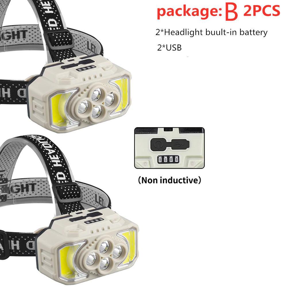 Kraftig LED hodelykt lommelykt USB oppladbar lommelykt hodelykt Vanntett hodelykt Camping Fiske Gruvelys Lampe Lommelykt