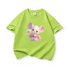 Kids Cotton T Shirt Cute Mouse Holding Daisy Print Crew Neck Short Sleeve Tee Casual Boys Girls Summer Tops