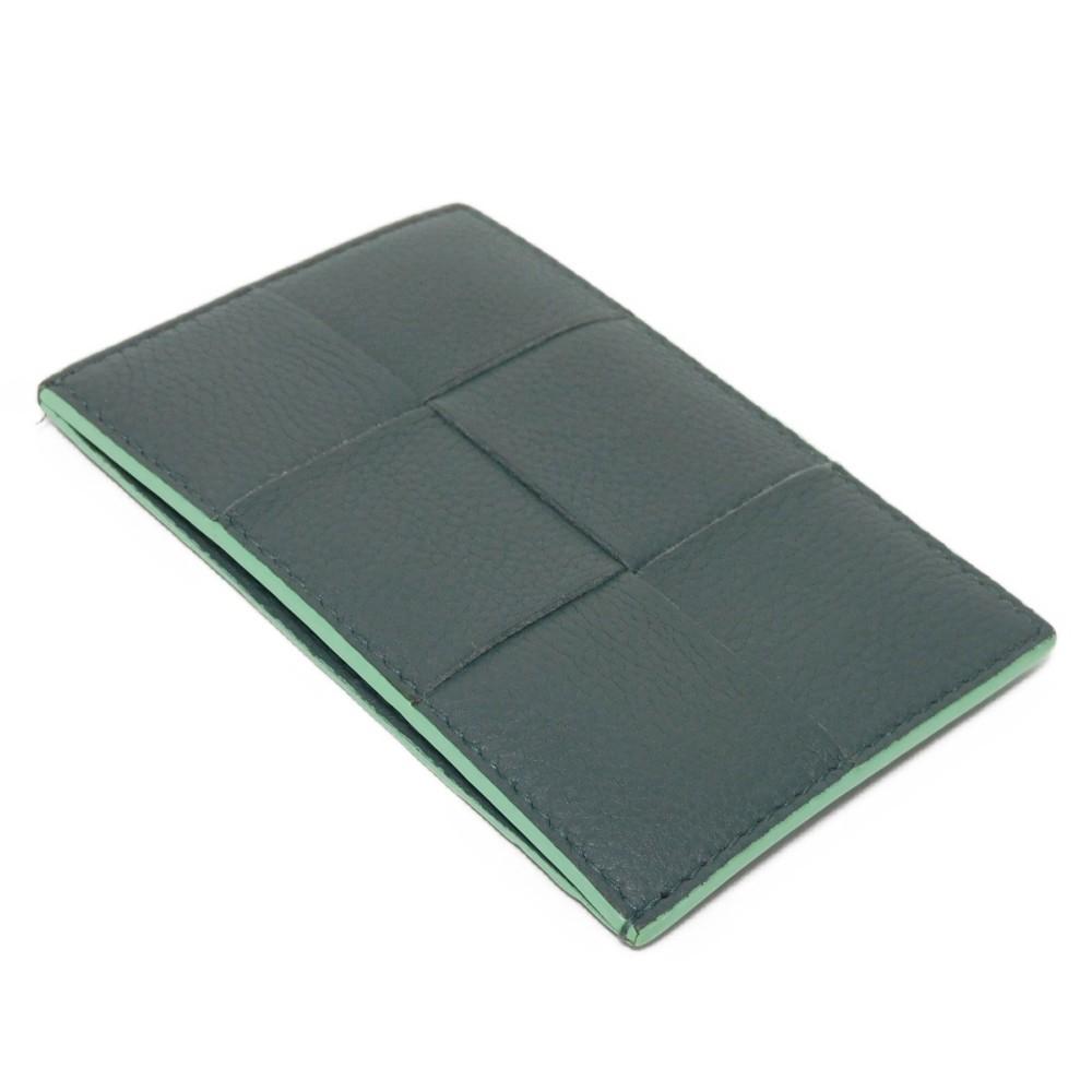 Used 11897 Cassette Credit Card Holder 7946 Inkwell RFID Maxi Intrecciato Light Green Men's from Japan AUTHENTIC
