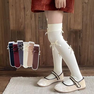Kawaii Koreanische Mode Fashoin Kinder Legging Strumpf Socke Schule Schleife Kniehoch Kinder Frühling Herbst Weiche Socke 3-15J