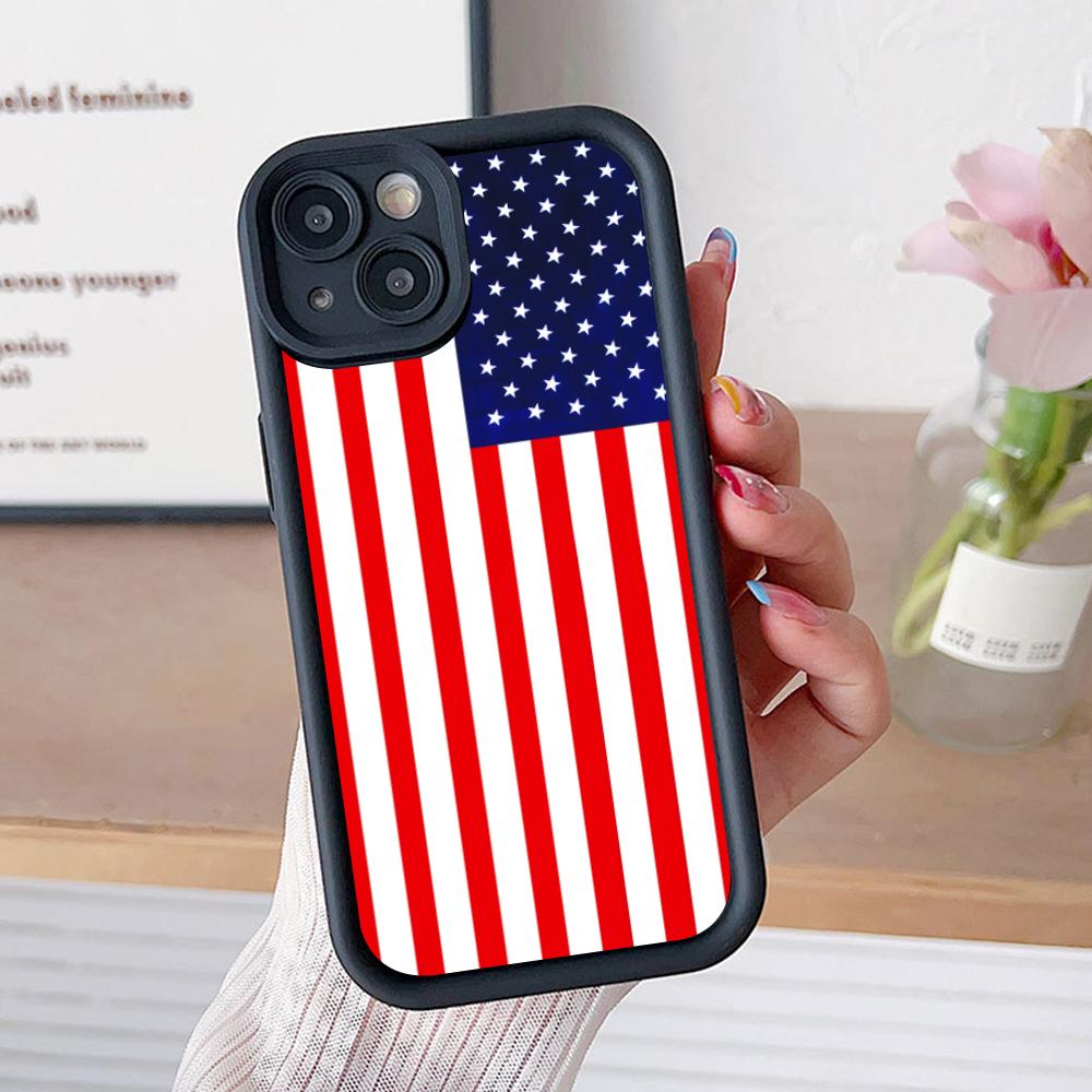 USA America Flag Thicken TPU Mobile Phone Case for iPhone 17 16 15 14 13 12 11 Air Pro Max Plus Colorful Cover
