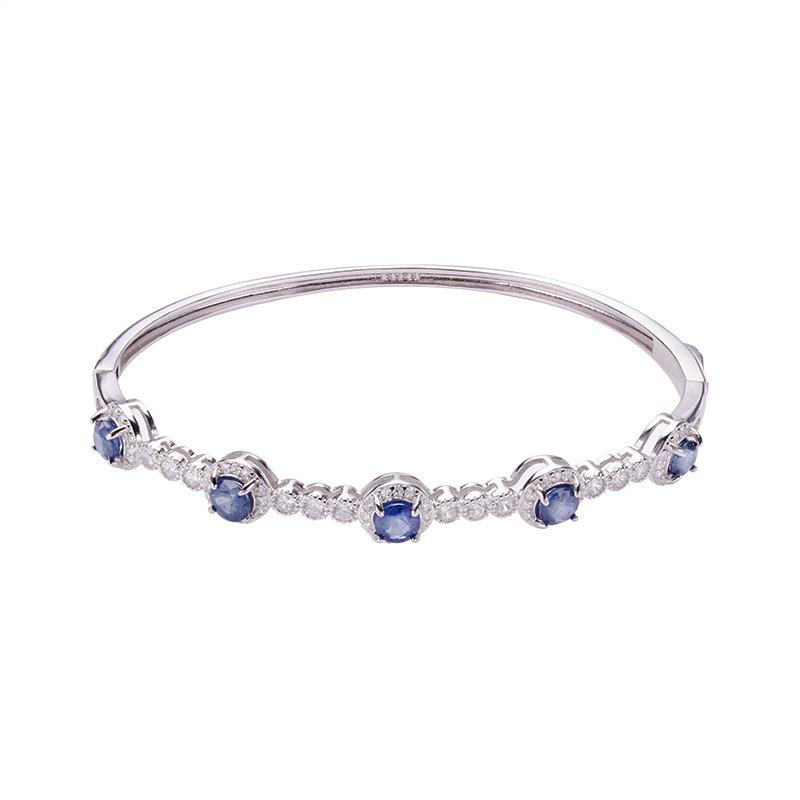 S925 Sterling Silver Color Treasure Bracelet Natural Sapphire Bracelet Female Xiaohongshu Wechat Channels