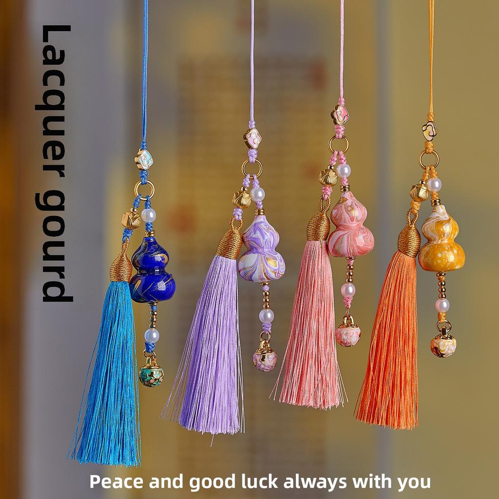 Lingyin Temple Large Lacquer Gourd Pendant Hand-Woven Tassel Lanyard Mobile Phone Chain Scenic Cultural Creation