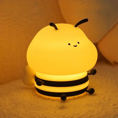 Novelty Bee Silicone Night Light For Kids 7 Colors Kawaii Touch Lamps 3 Levels Brightness Nursery Nightlight For Baby Gifts