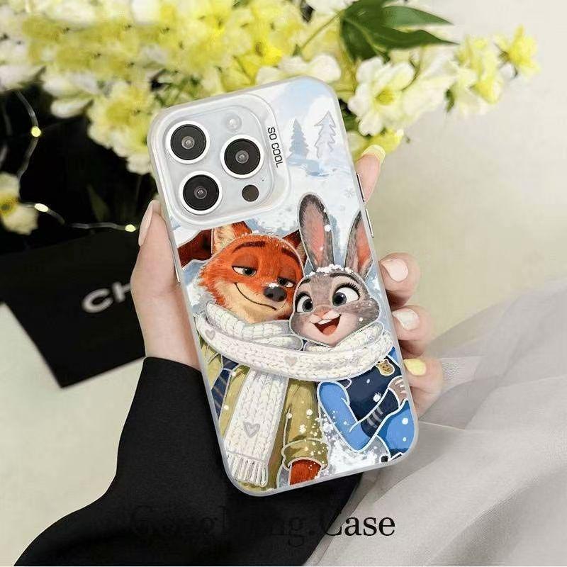 Zootopia iPhone 17 Pro Max Silver Case - Judy & Nick Cartoon Protective Cover 16/15