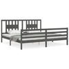 VidaXL Cadre de lit avec tête de lit gris 200x200 cm bois massif 3194593